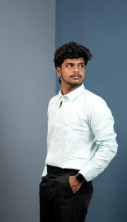 Cotton Shirt for Men | Stylish Slim Fit, Comfortable & Breathable - Mint Blue